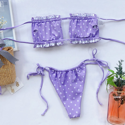 Keep it Frill Trim Ruched Bikini Set