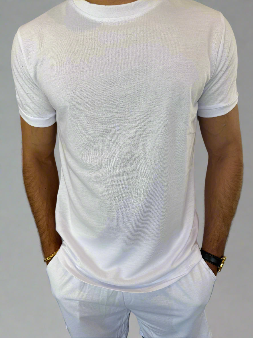 Mens Daily Errands Shirt and Short Outfit Set front white