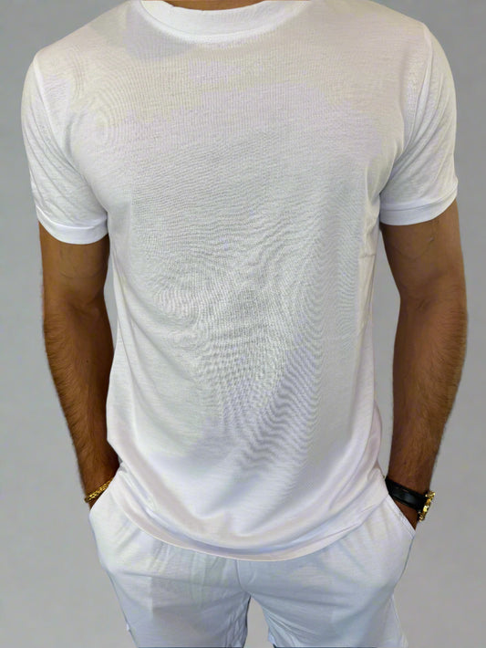 Mens Daily Errands Shirt and Short Outfit Set front white