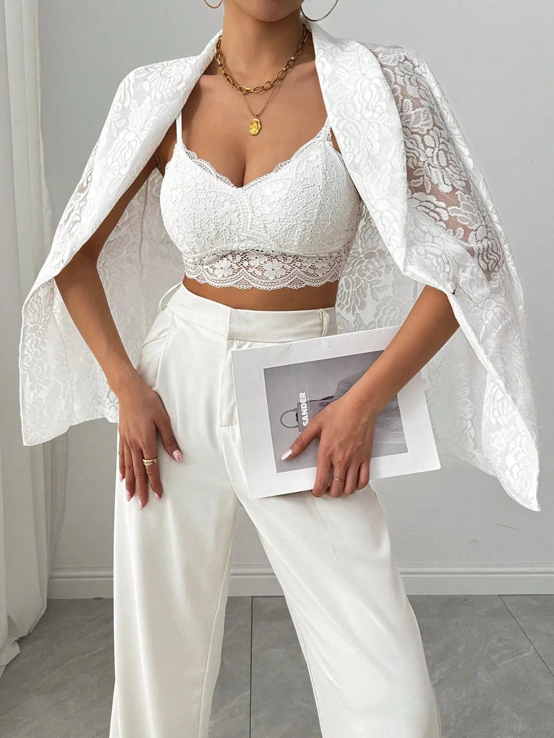 lace lapel sexy blazer