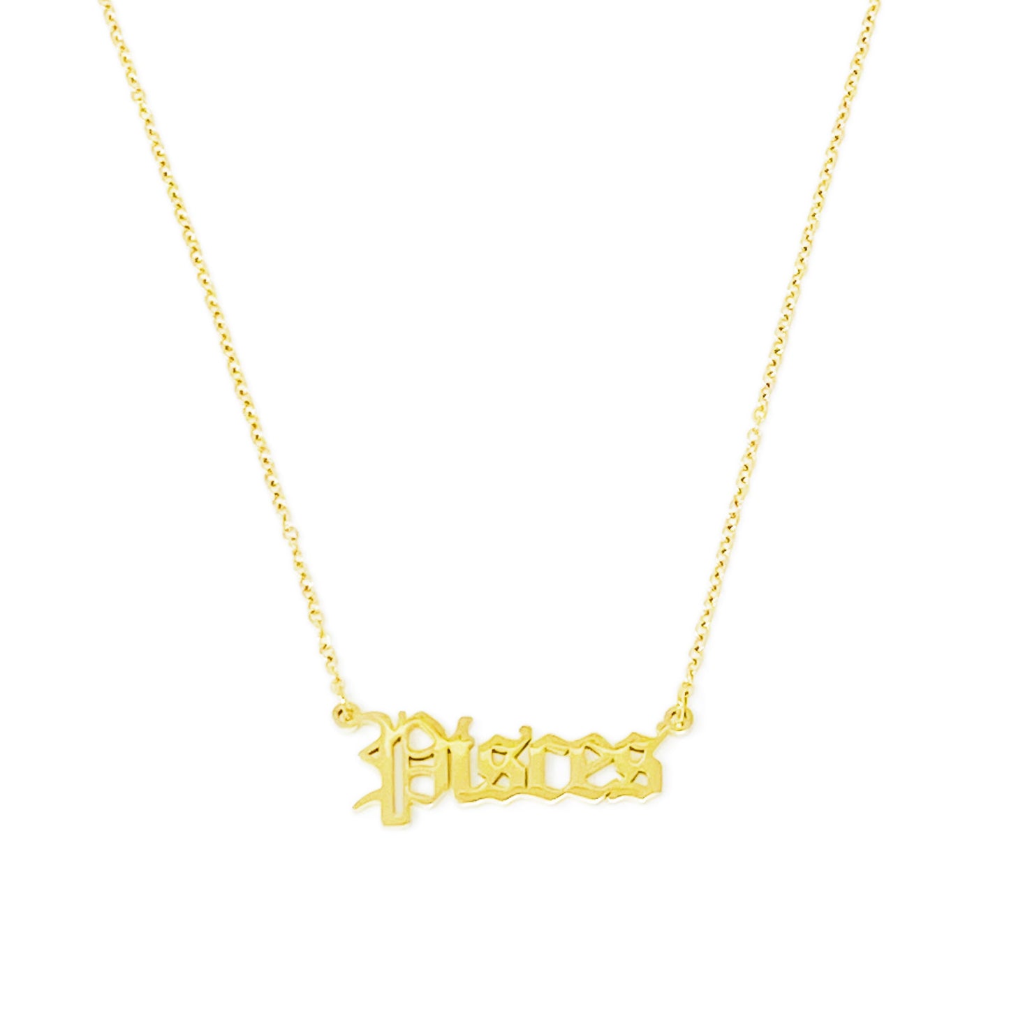 Old English Zodiac Necklace - Stainless Steel Gold Plated