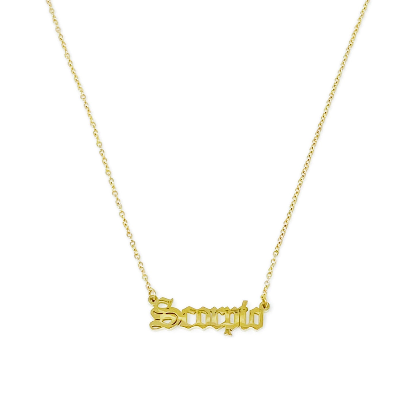 Old English Zodiac Necklace - Stainless Steel Gold Plated