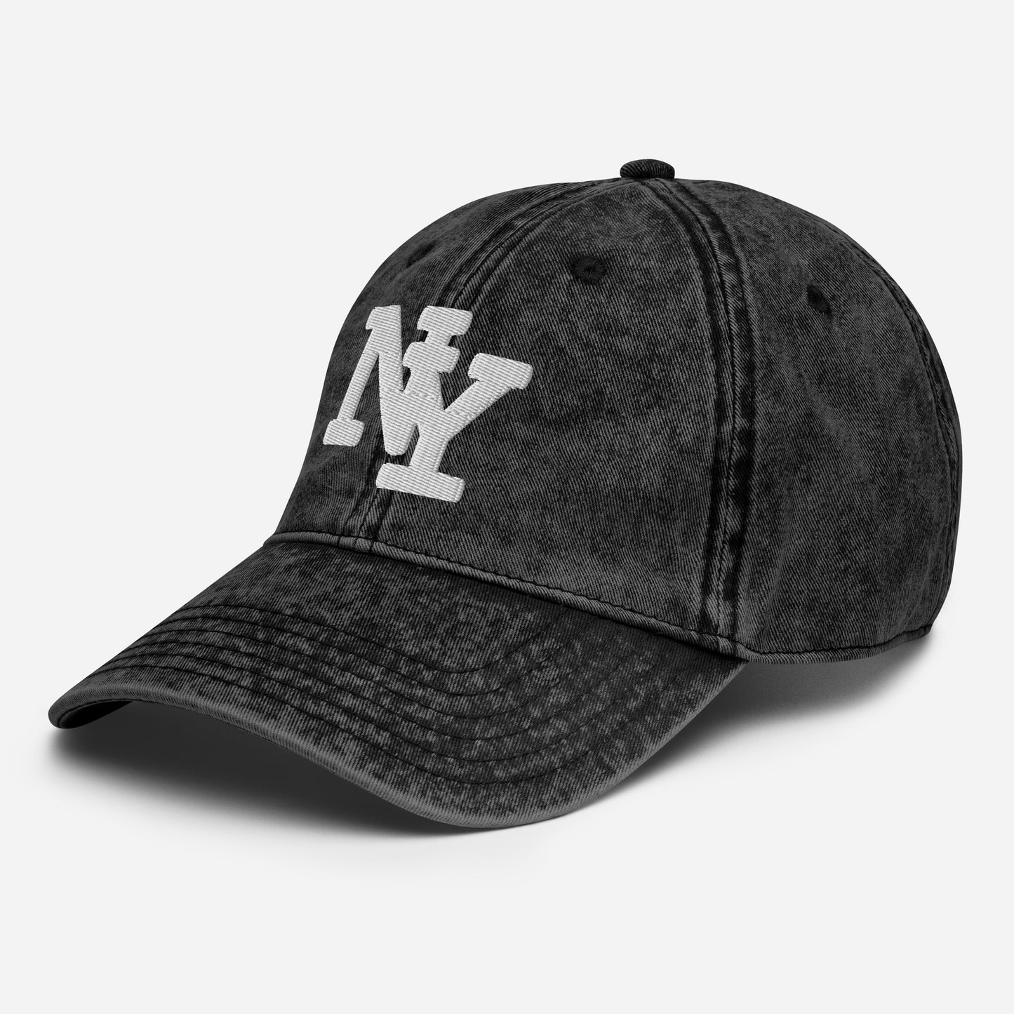 NY Vintage Cotton Twill Dad Hat in Black – High Quality Embroidered NYC Cap – Adjustable New York Dad Hat