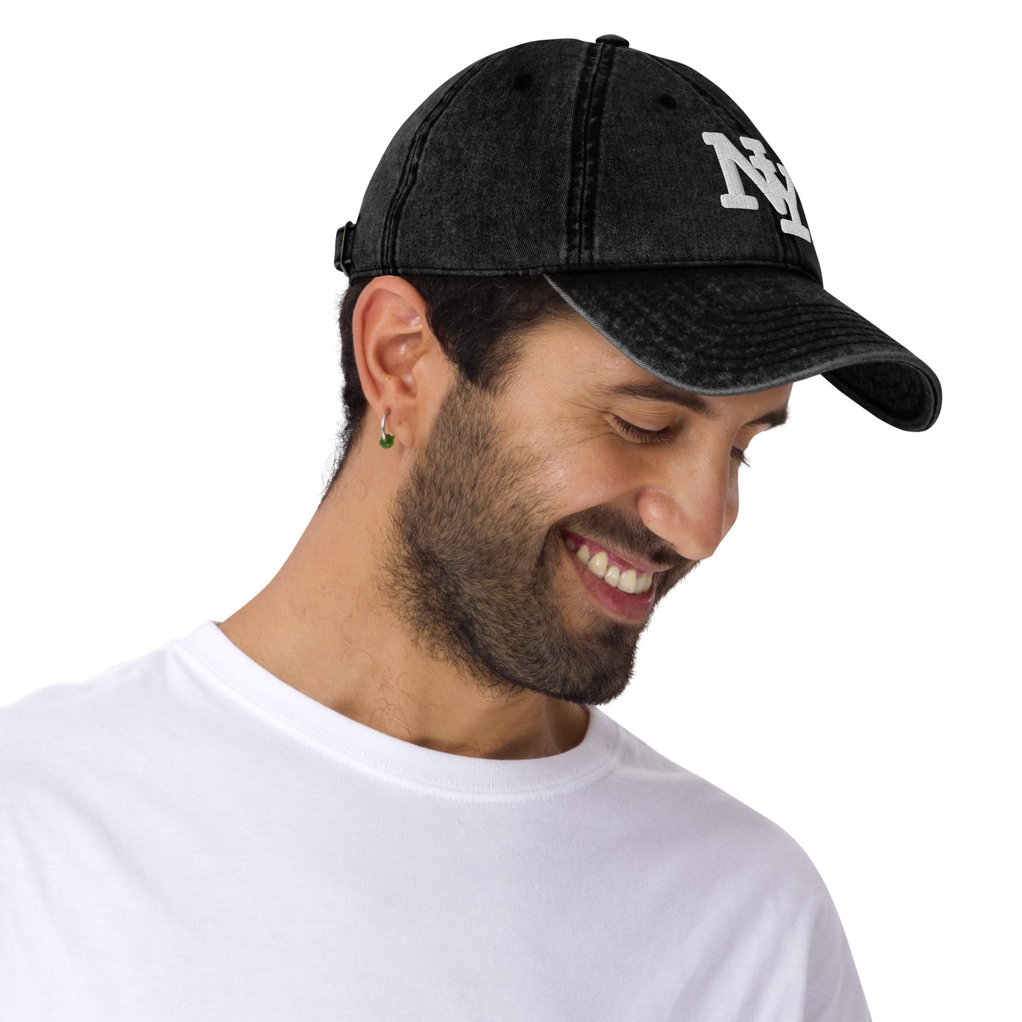 NY Vintage Cotton Twill Dad Hat in Black – High Quality Embroidered NYC Cap – Adjustable New York Dad Hat