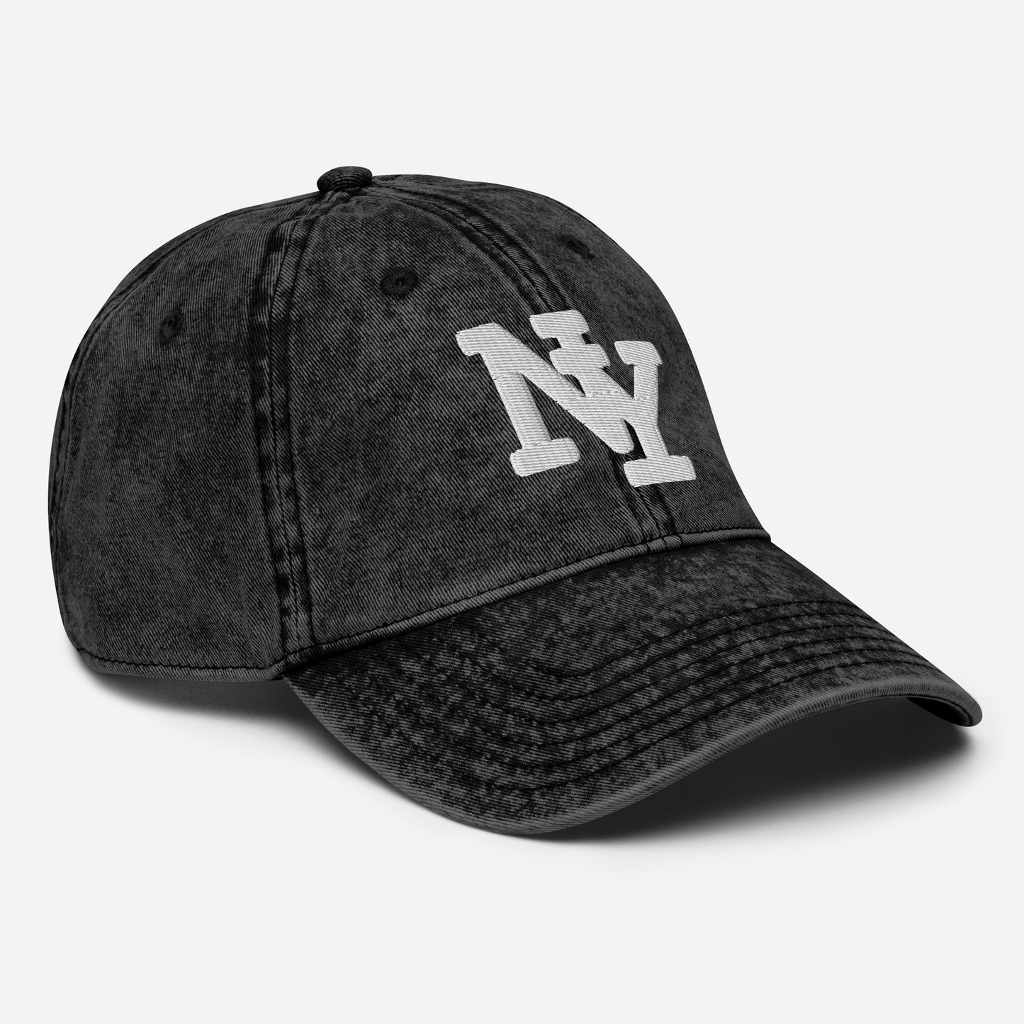 NY Vintage Cotton Twill Dad Hat in Black – High Quality Embroidered NYC Cap – Adjustable New York Dad Hat