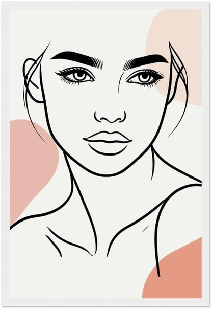 The Carmen in Neutrals - Minimalist Woman Line Artwork Print (Framed)