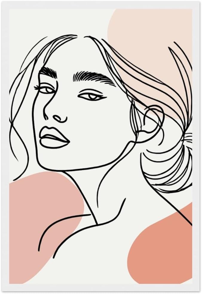 The Asta in Neutrals - Minimalist Woman Line Artwork - Ready To Hang (Framed)