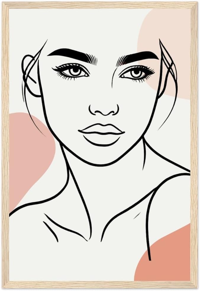 The Carmen in Neutrals - Minimalist Woman Line Artwork Print (Framed)