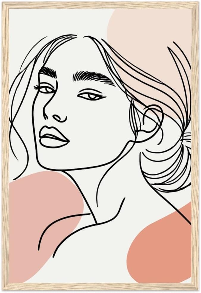 The Asta in Neutrals - Minimalist Woman Line Artwork - Ready To Hang (Framed)