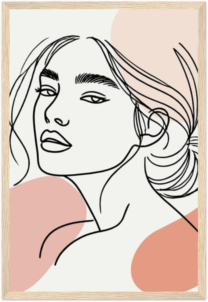 The Asta in Neutrals - Minimalist Woman Line Artwork - Ready To Hang (Framed)